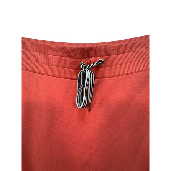 Tommy Hilfiger Womens Sporty Midi Skirt Size M Coral Elastic Waistband & Striped - Picture 2 of 8